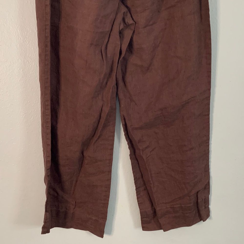 The Limited 100% linen brown drawstring wide leg pants lightweight size large - Picture 7 of 8